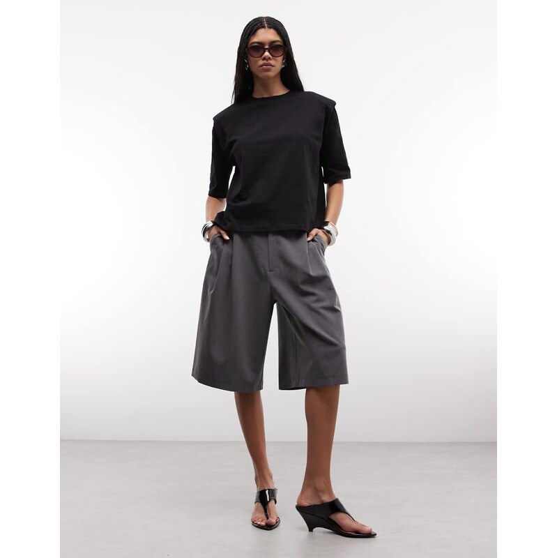 ASOS DESIGN regular fit tee with sharp shoulder pad detail in black