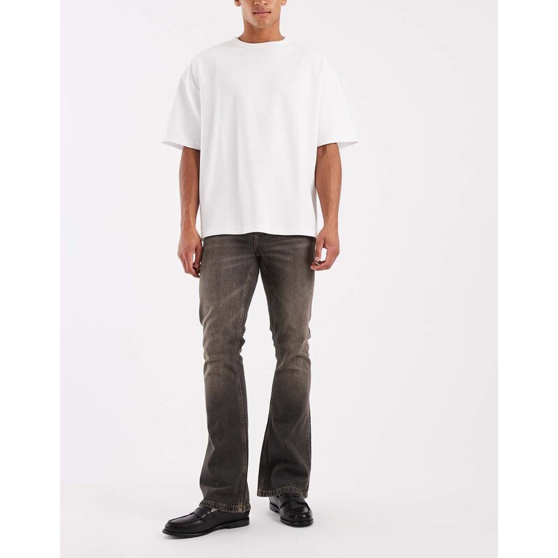 ASOS DESIGN flared jeans in washed brown