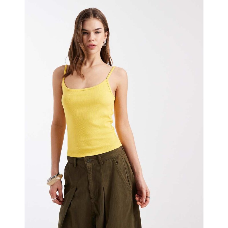 COLLUSION rib cami top in yellow