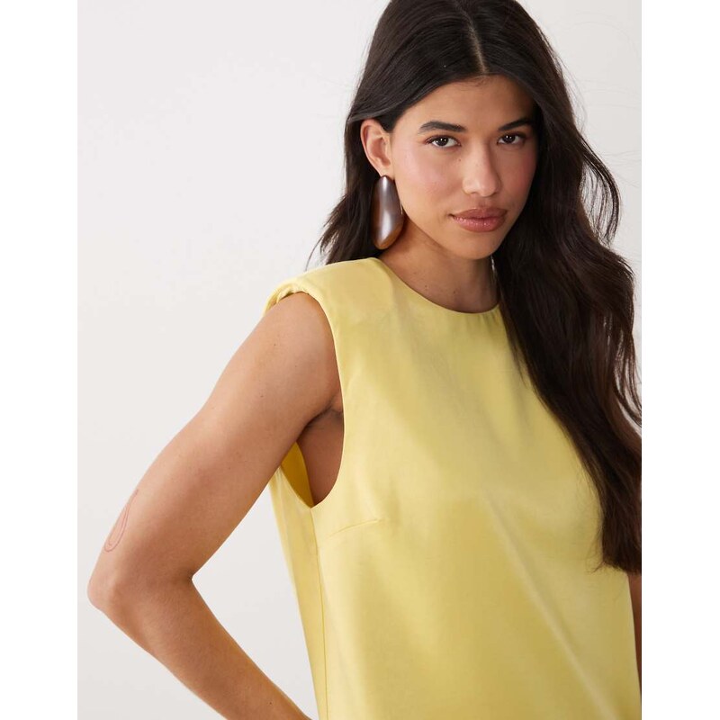 ASOS DESIGN tailored woven oversized tee in lemon yellow-White