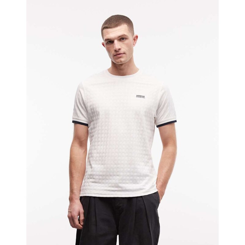 Barbour International Langston jacquard tipped cuff logo t-shirt in 115129232