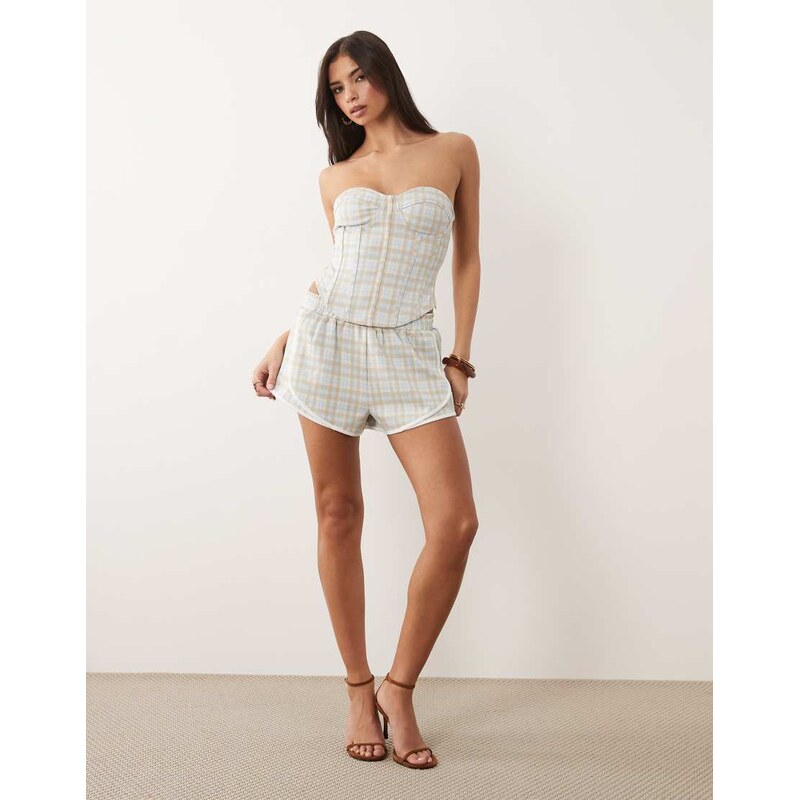 ASOS DESIGN mix & match brushed runner short in blue check print