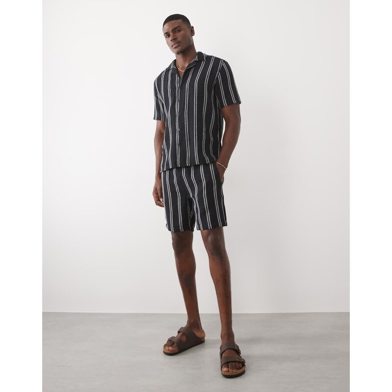 ONLY & SONS woven shorts co-ord in navy stripes