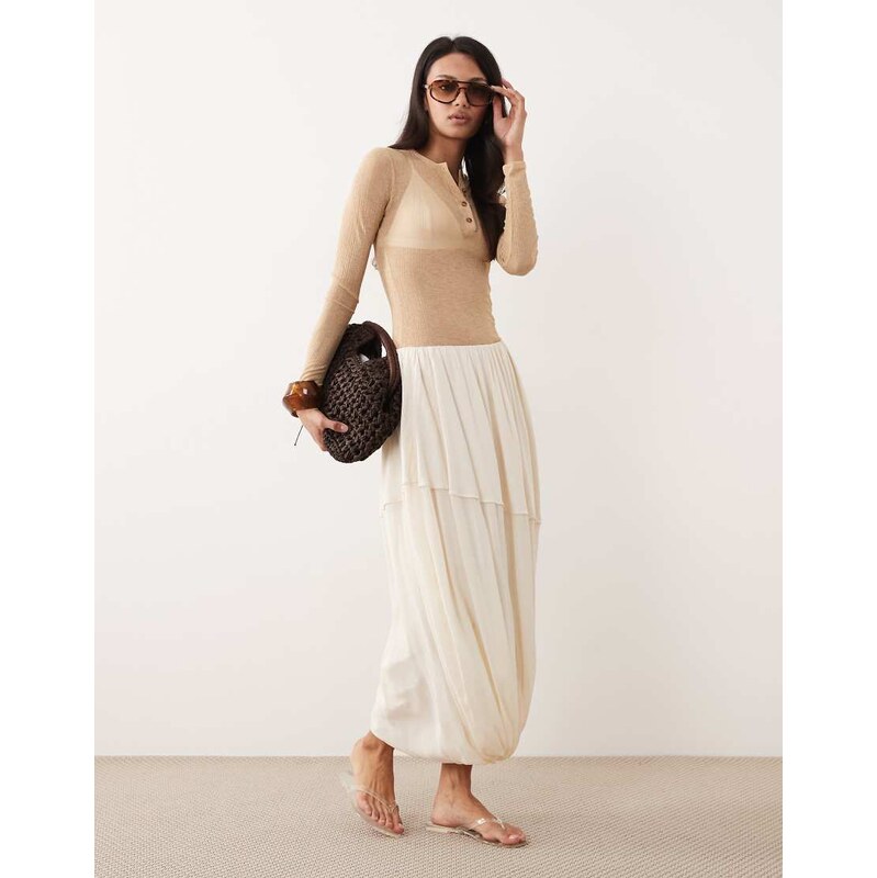 ARKET drapey fluid maxi skirt in off white 115129289