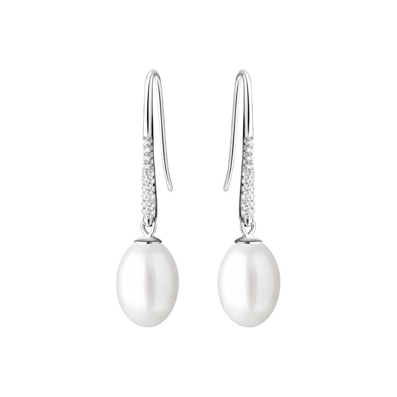 Gaura Pearls Stříbrné perlové náušnice 925 se zirkony 115131106
