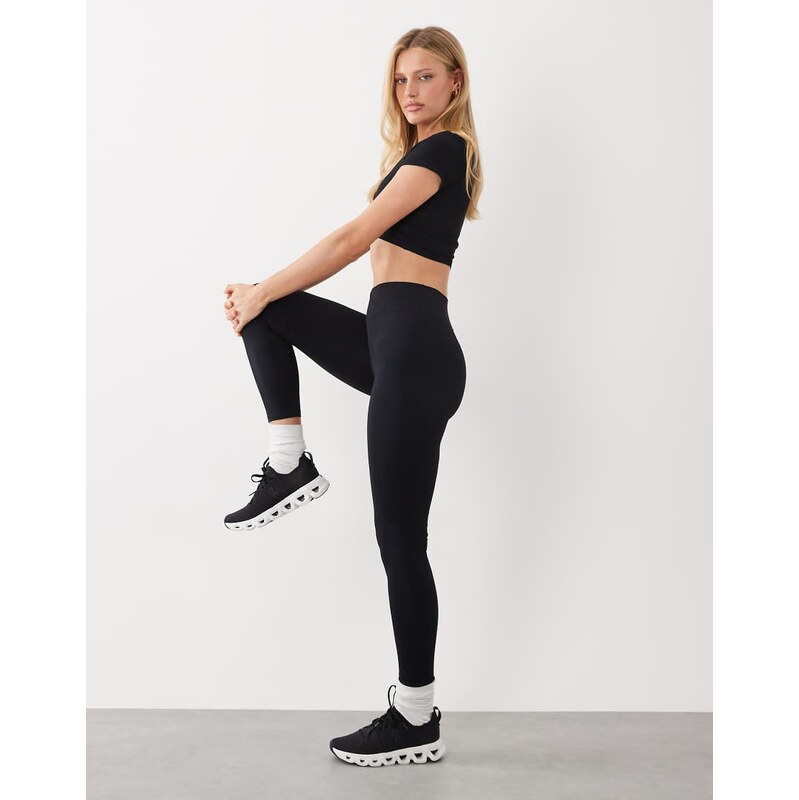 4505 seamless baby rib wrap back high waist gym leggings in black 115132007