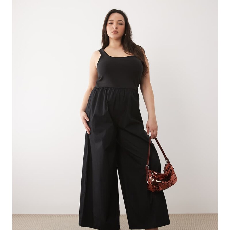 Nobodys Child Plus cotton rich strappy square neck wide leg jumpsuit 115132065