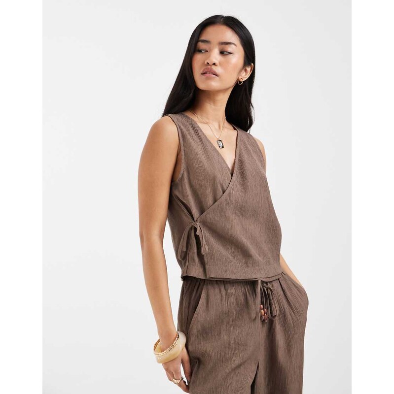 ONLY tie detail top co-ord in light brown