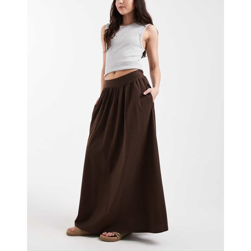 Threadbare jersey a-line midaxi skirt in chocolate brown