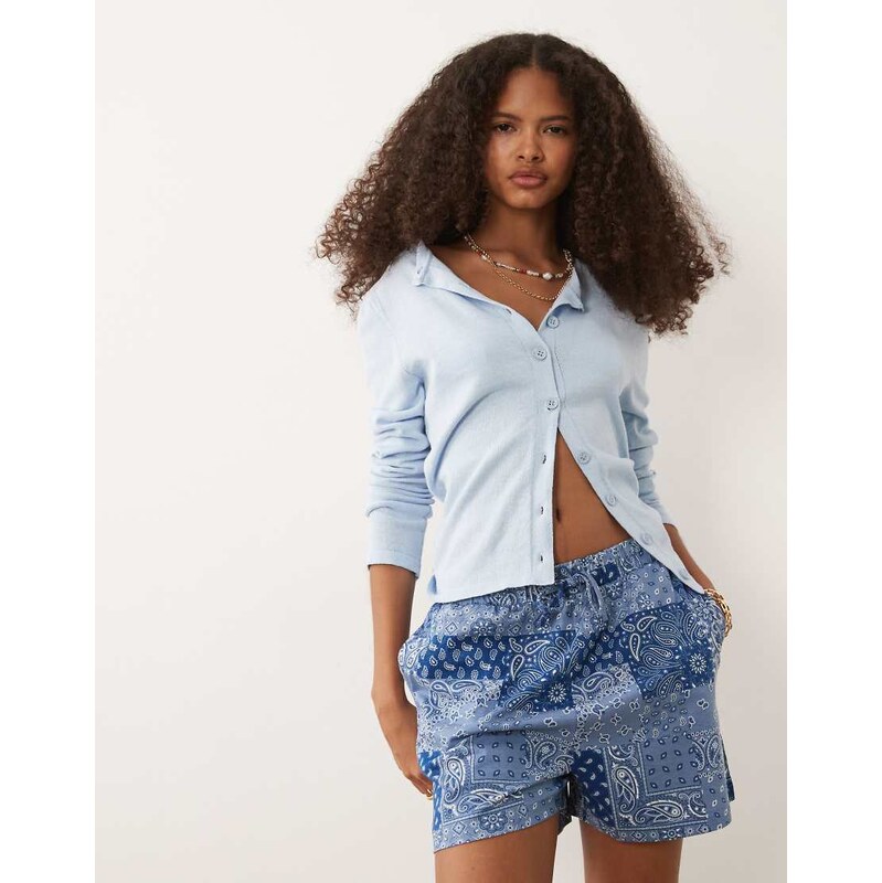 Threadbare jersey pull on shorts with drawstring in navy bandana