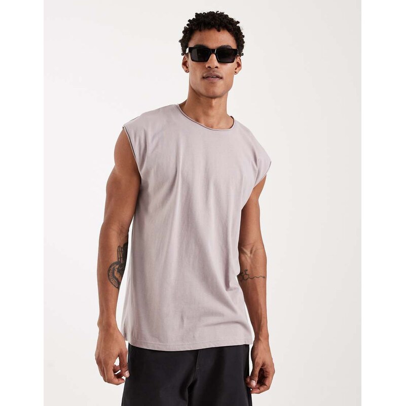 Brave Soul oversized tank vest in dusty purple