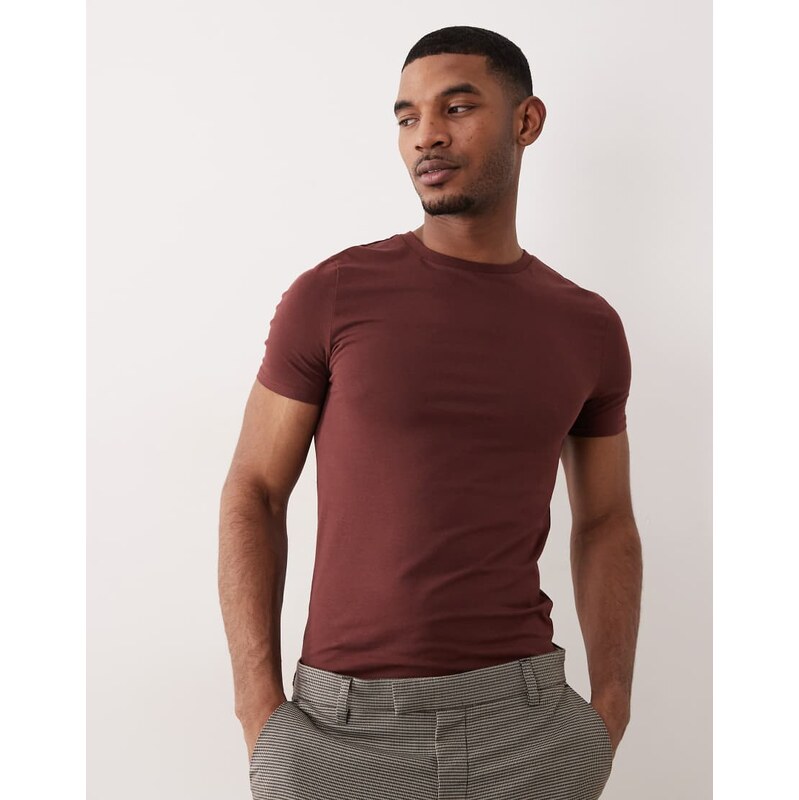 ASOS DESIGN Essentials muscle fit t-shirt in brown