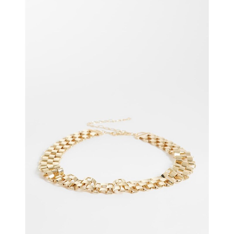 ASOS DESIGN large watch-strap style belt in gold 115132117
