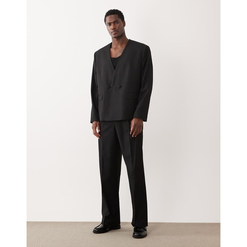 ASOS DESIGN wide suit trousers in black