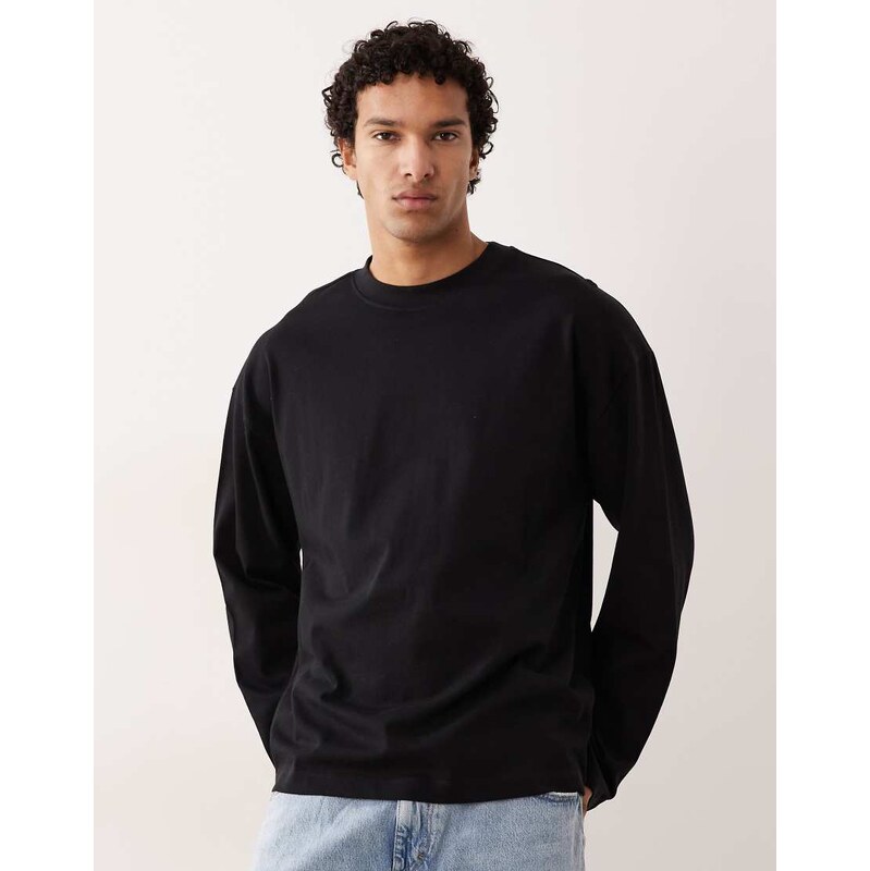ASOS DESIGN heavyweight oversized long sleeve t-shirt in black