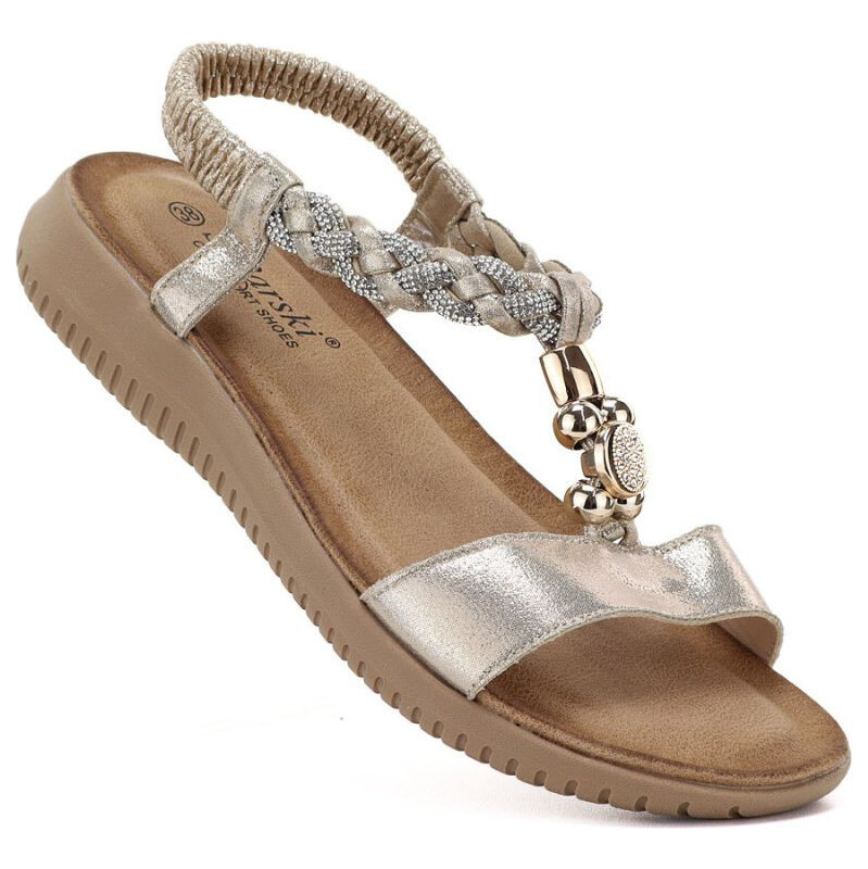 Dámské zlaté elastické sandály S.Barski KV61-6051