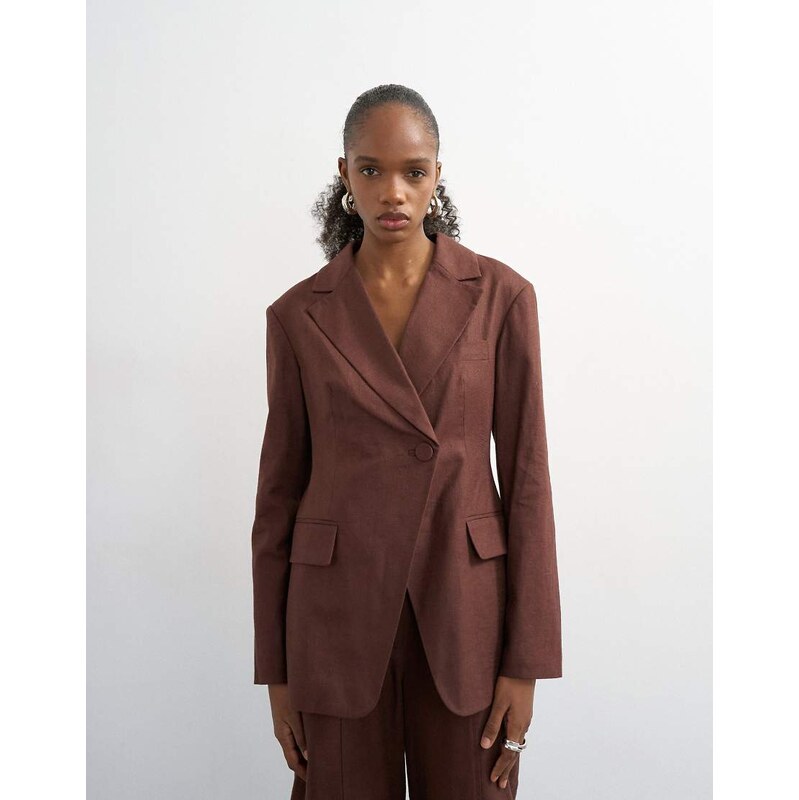Topshop linen blend co ord occasion strong shoulder cinched waist 115631399