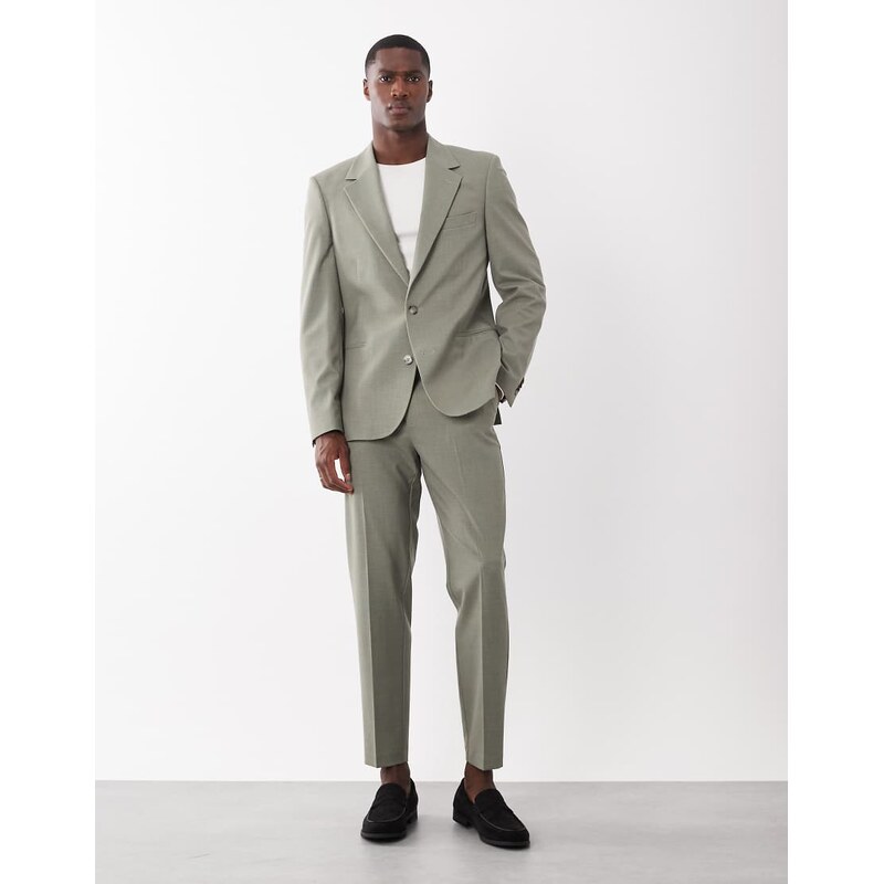 ASOS DESIGN skinny suit jacket in light green micro check