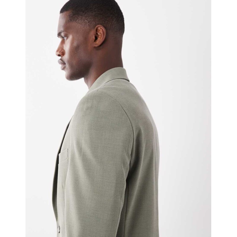 ASOS DESIGN skinny suit jacket in light green micro check