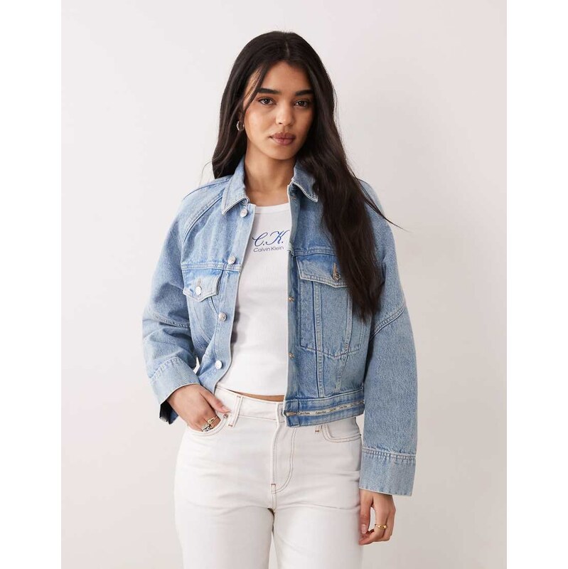 Calvin Klein Jeans boxy denim jacket in washed blue