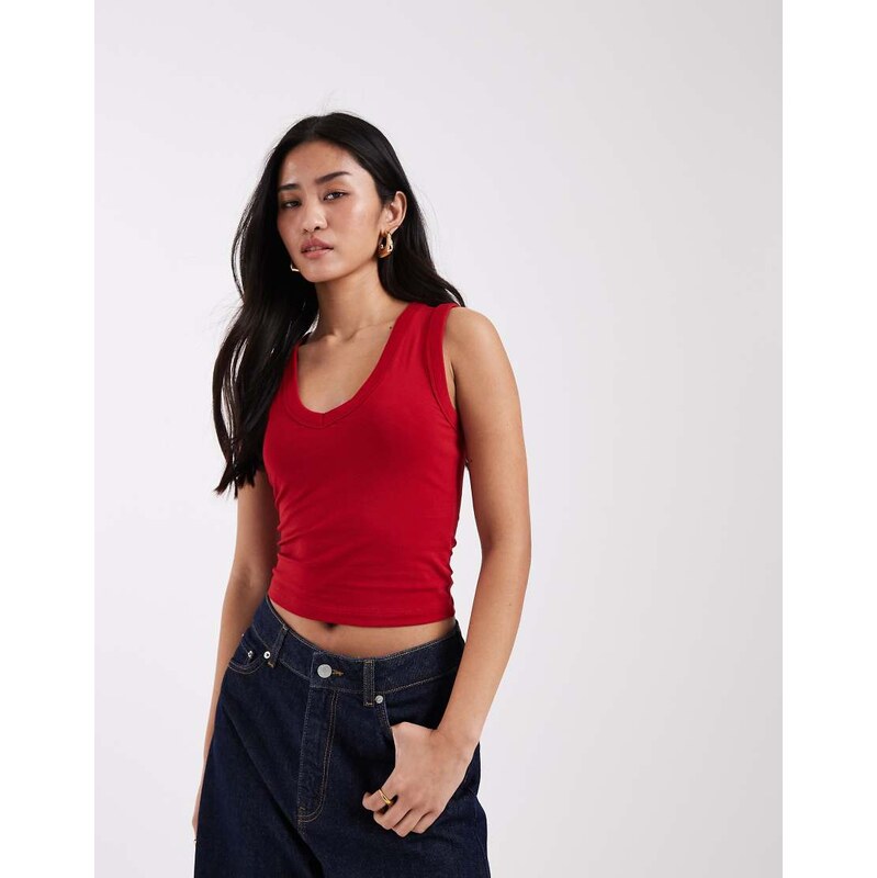 JJXX v-neck vest top in red 115523033