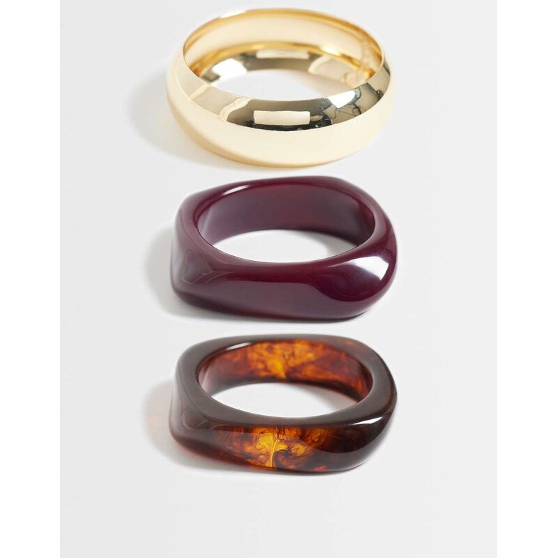 ASOS DESIGN pack of 3 resins bangles with burgundy-Red