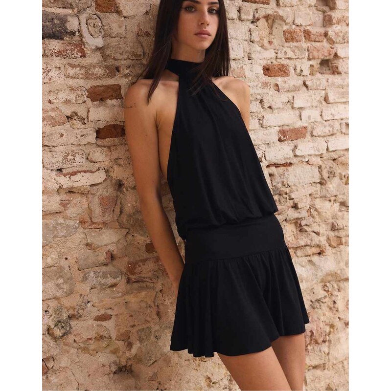 Stradivarius Halter dress in black 115156020