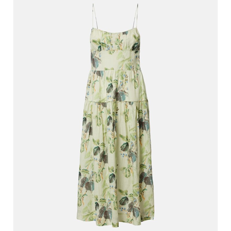 Dôen Benoit floral ramie midi dress