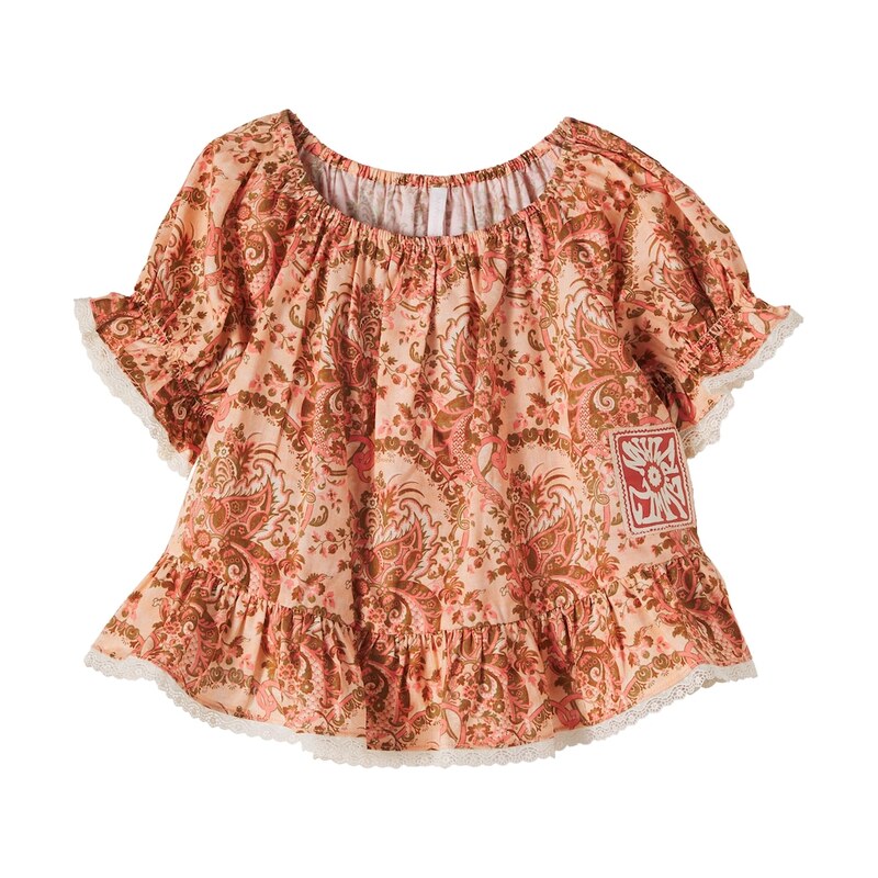 Zimmermann Kids Aster floral lace-trimmed cotton top