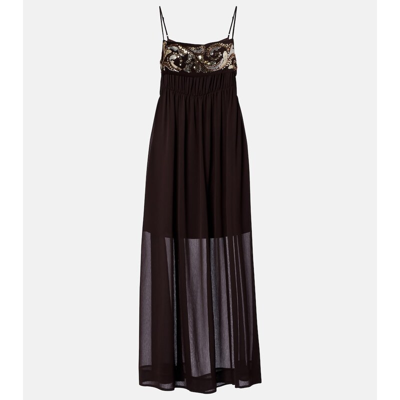 Xu Zhi Sequined chiffon maxi dress