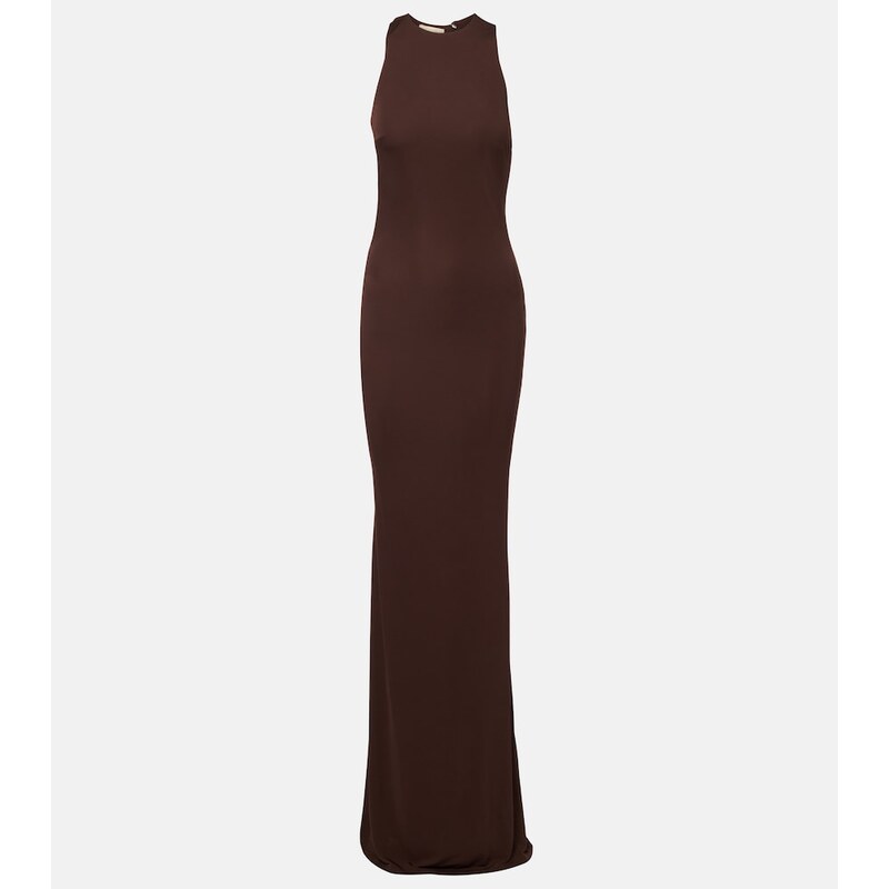 De La Vali Maha beaded open-back jersey gown