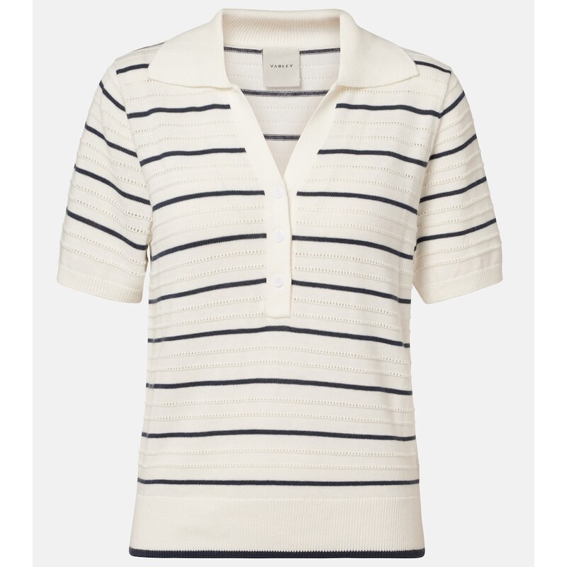Varley Wren striped cotton-blend polo shirt