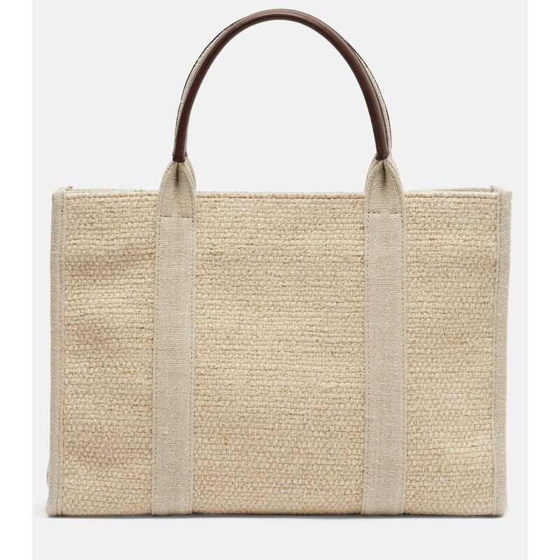 The Row Georgia Medium leather-trimmed canvas tote bag