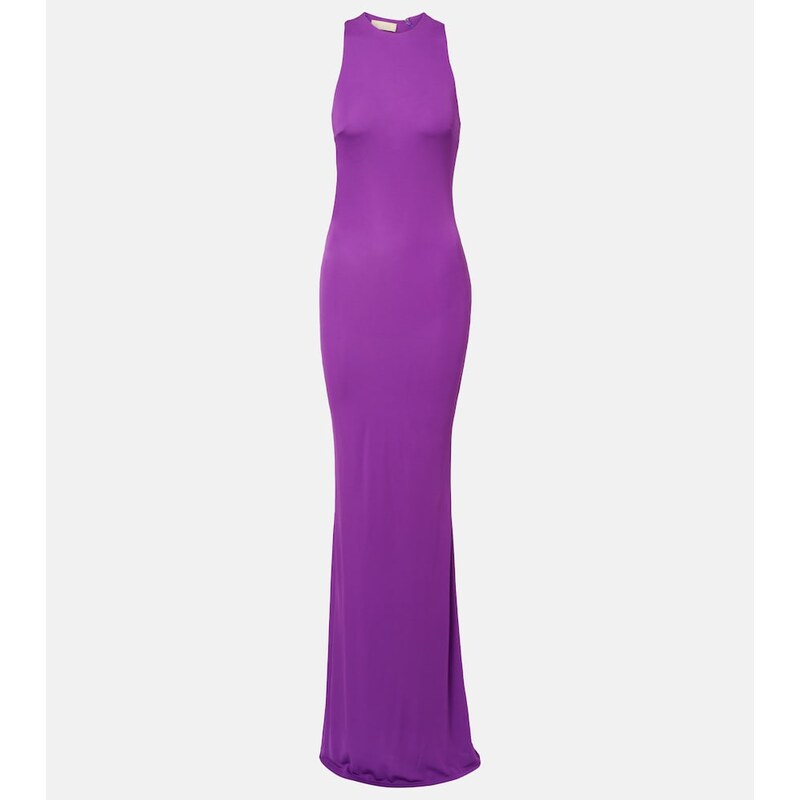 De La Vali Maha beaded open-back jersey gown