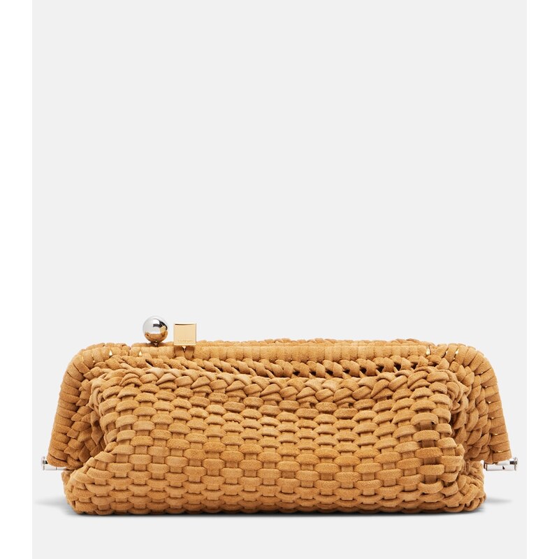 Jacquemus Salon woven suede clutch