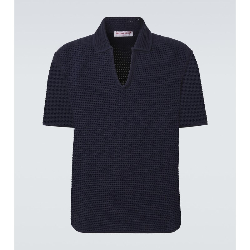 Orlebar Brown Batten crochet cotton polo shirt