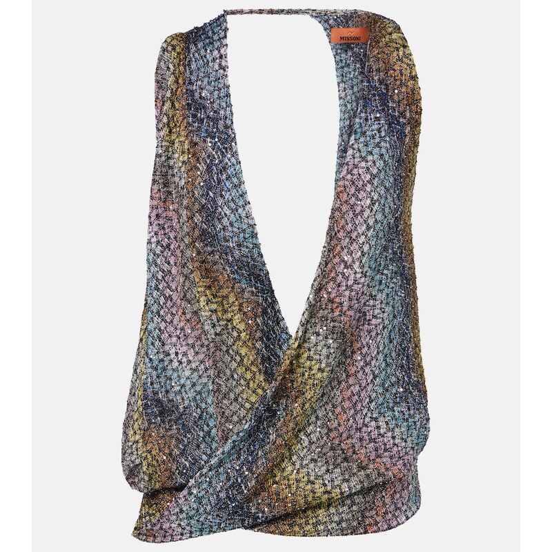 Missoni lamé top s nášivkami, multibarevný design