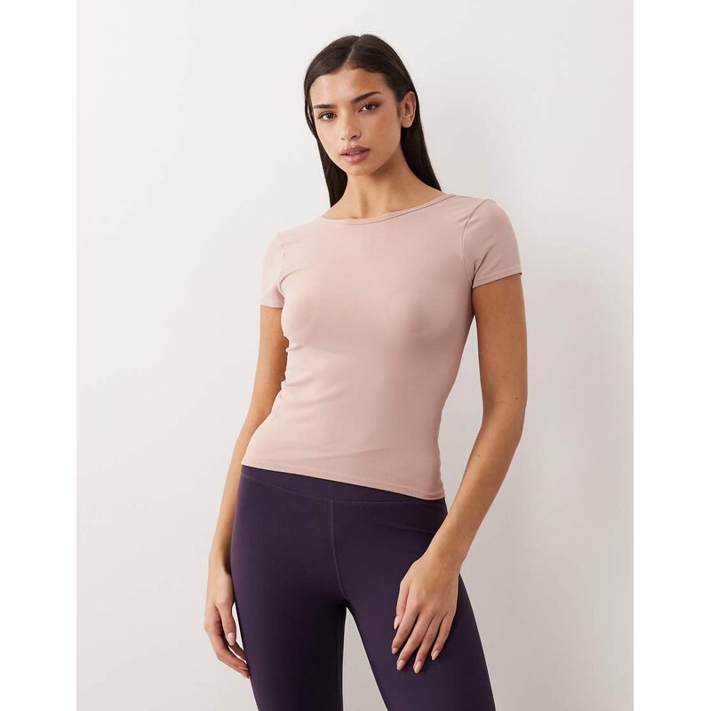 4505 plush handle scoop back layering short sleeve in blush pink