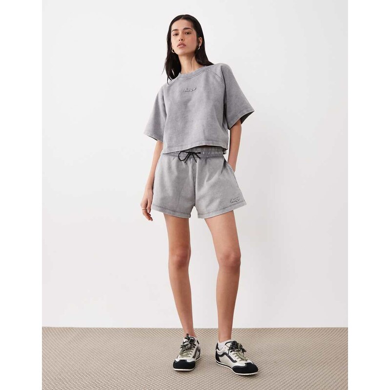HUGO Blue norlina drawstring co-ord jersey shorts in grey-Black