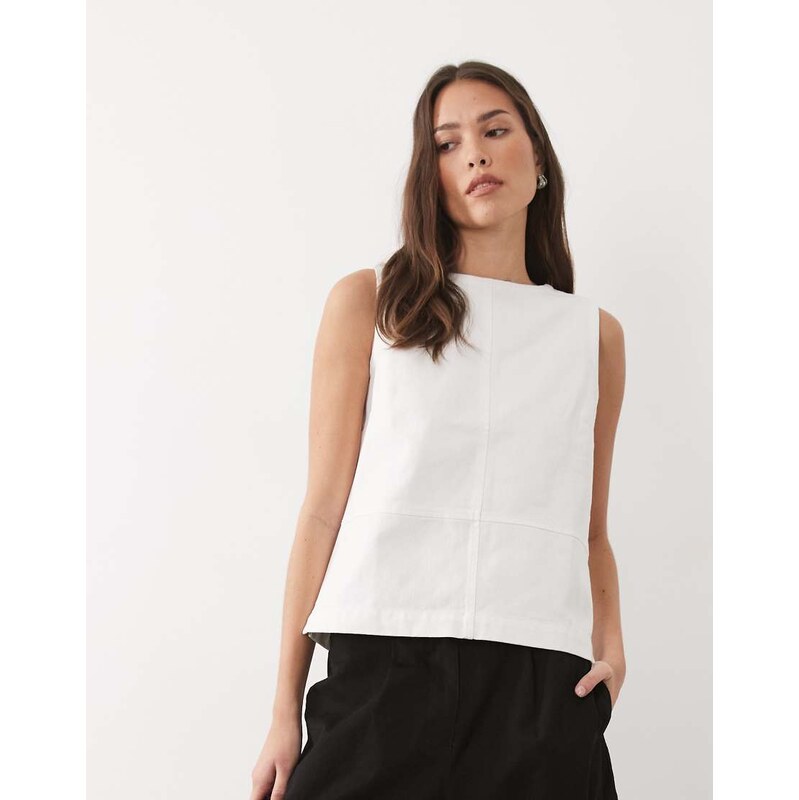 Threadbare denim sleeveless top in white 115515755