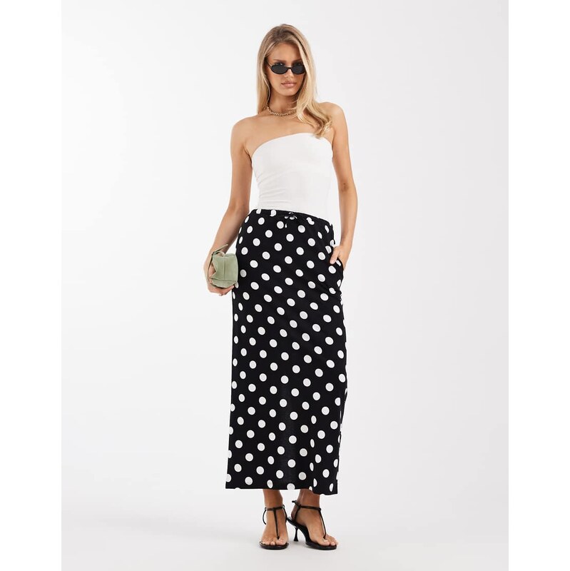 Threadbare jersey maxi skirt in black and white polka dot print 115515981