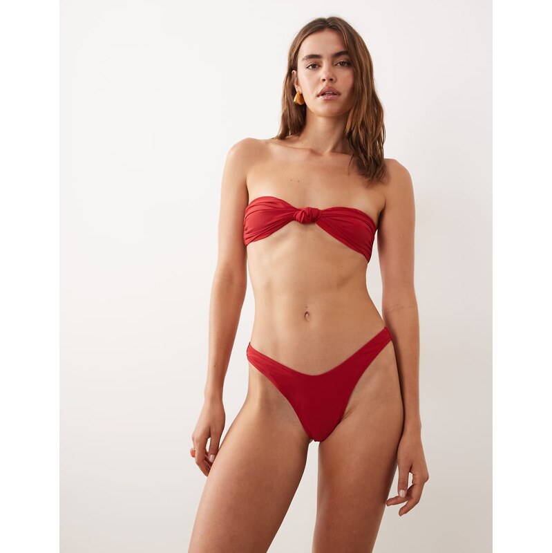 Miss Selfridge mix and match V front high leg bottom in red 115516868