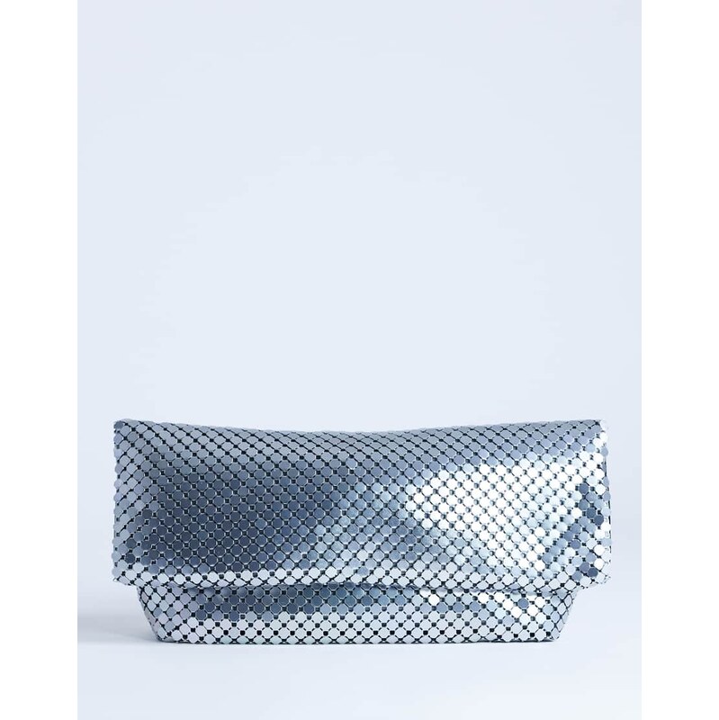 Topshop Prince Chainmail oversized clutch bag in silver