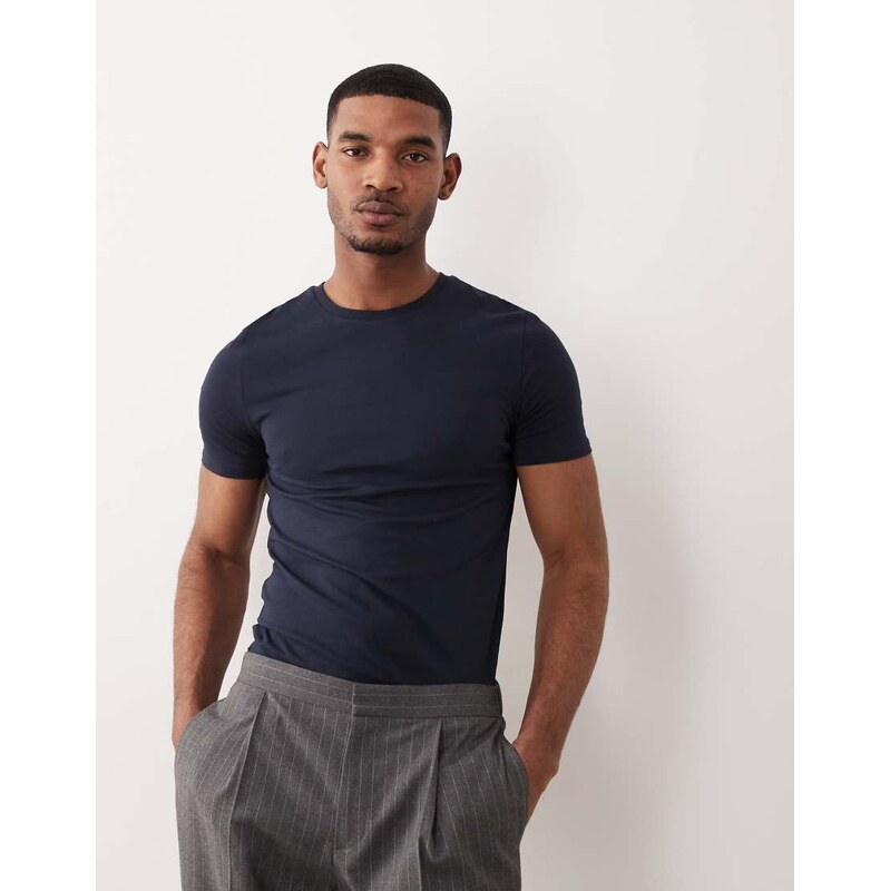 ASOS DESIGN Essentials muscle fit t-shirt in navy