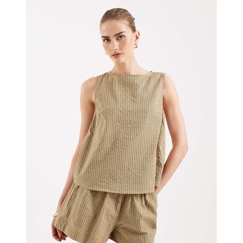 ASOS DESIGN shell top co-ord in yellow stripe