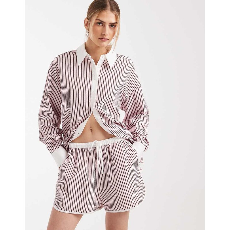 ASOS DESIGN crinkle tipped pull on shorts with tie in pink