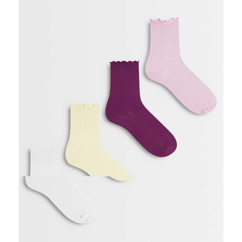 Lindex 4 pack lettuce trim ribbed high sock in multi 115136266