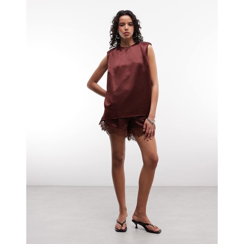 ASOS DESIGN tailored woven oversized tee in brown-Black