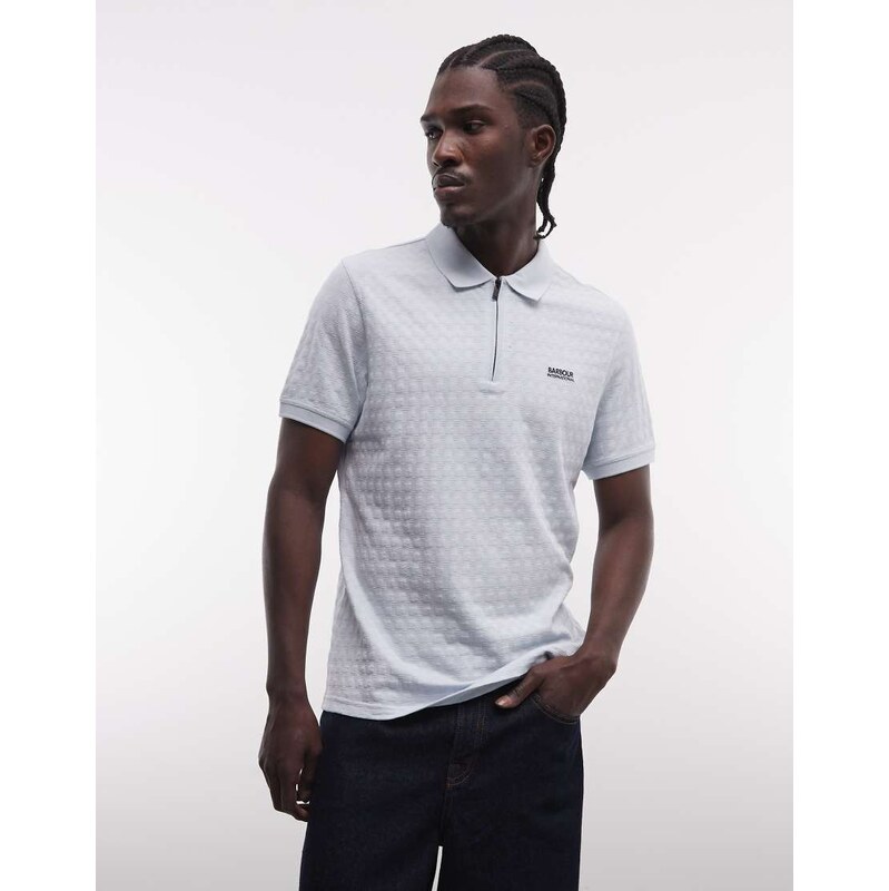 Barbour International Langston short sleeve jacquard zip polo shirt in 115136281