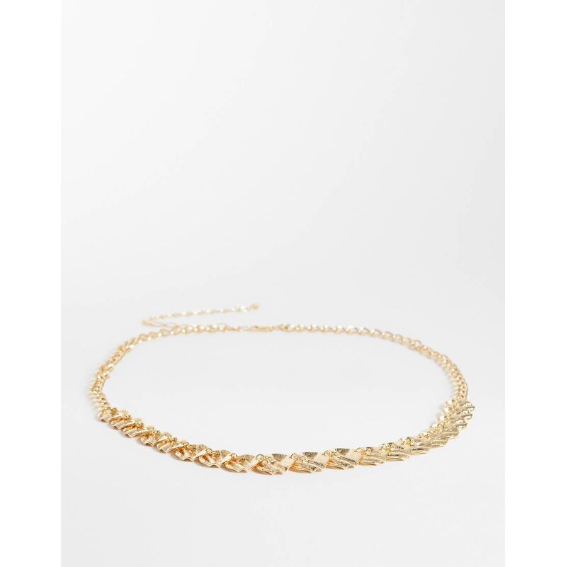 ASOS DESIGN Curve hammered circle chain belt in gold 115136363